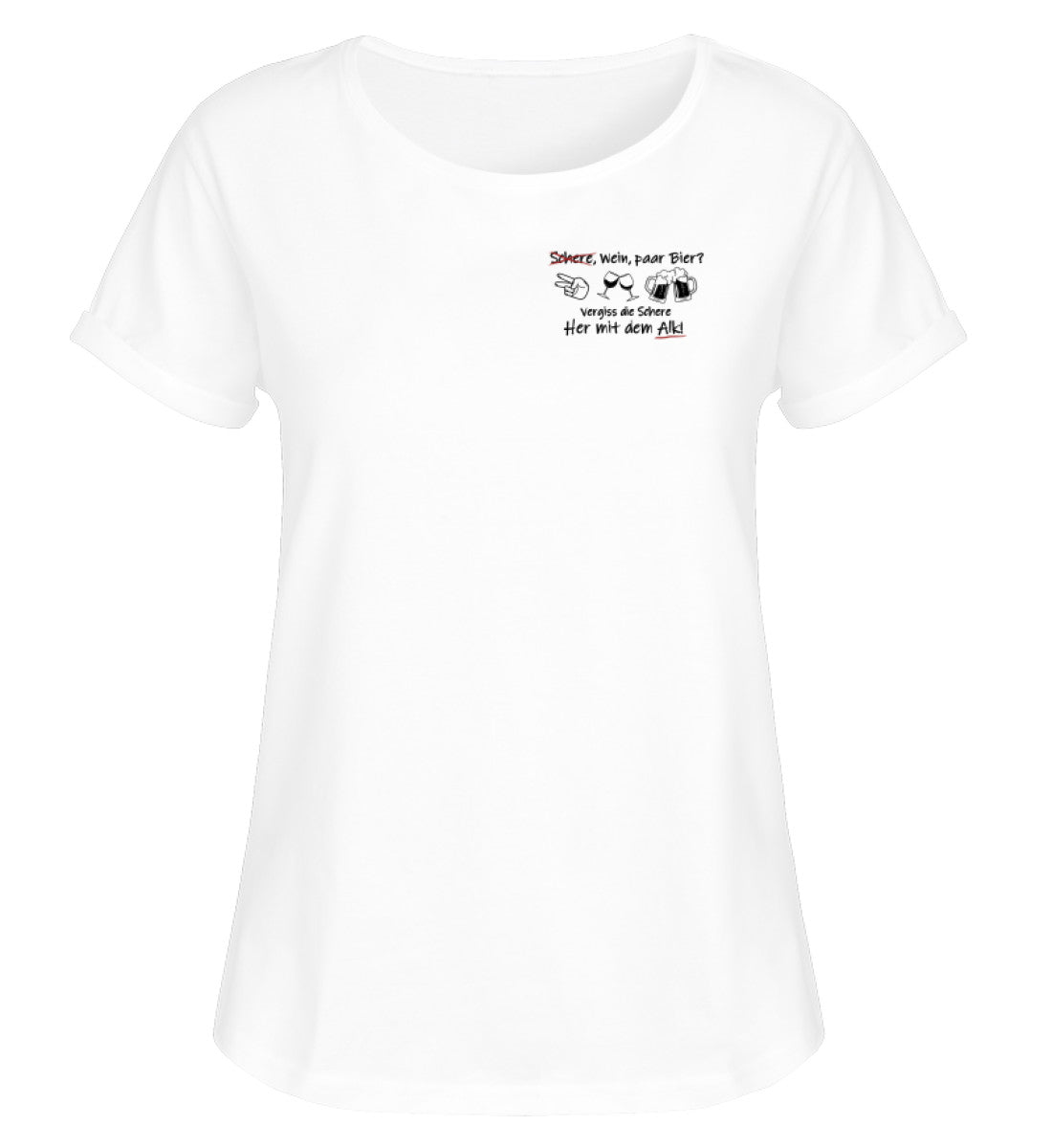 Schere, Wein, paar Bier? - Damen RollUp Shirt
