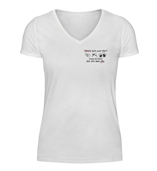 Schere, Wein, paar Bier? - V-Neck Damenshirt